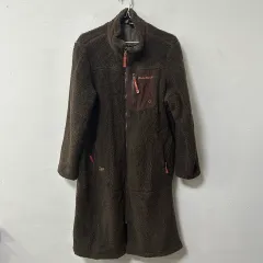 (XL) エディーバウアー ブラウン ロング シェルパ ボア フリース ジップアップ ジャケット