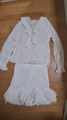 H&M(エイチアンドエム) 白(ホワイト) レース ブラウス スカート セット