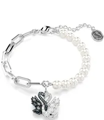 スワロフスキー レディース アクセサリー ブレスレット・バングル・アンクレット Swarovski Swan Crystal Pearl Line Bracelet Silver シルバー