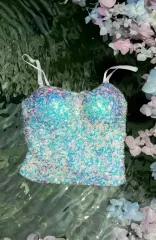 アリエル風 パーティー衣装 スパンコール コスチューム コスプレ 撮影小物 ノースリーブ トップス 新品