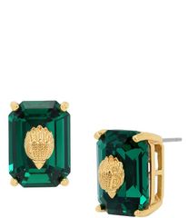 SWAROVSKI stilla グリーン × ゴールドピアス エメラルドカット - メルカリ