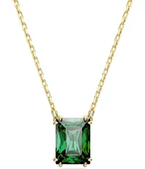 スワロフスキー レディース アクセサリー ネックレス・チョーカー レース Swarovski Matrix Collection Green Rectangular Crystal Cut Short Pendant Chain Necklace GreyGo