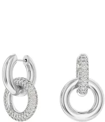 スワロフスキー レディース アクセサリー ピアス・イヤリング Swarovski Dextera Interlocking Crystal Hoop Earrings Silver シルバー