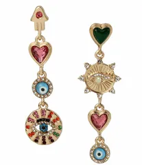 ベッツィジョンソン レディース アクセサリー ピアス・イヤリング Betsey Johnson Evil Eye Rhinestones Mismatch Linear Earrings Multiのサムネイル