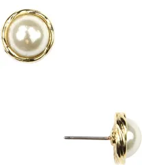 アンクライン レディース アクセサリー ピアス・イヤリング Anne Klein FauxPearl Framed Stud Earrings Gold ゴールドのサムネイル