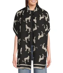 アンナアヴァ レディース アクセサリー マフラー・ストール・スカーフ アニマル柄 プリント Anna Avanimal Print Scarf Wrap BlackWhite ホワイト