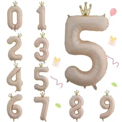 【送料無料】スデー 飾り 40インチ 大きい ナンバー 5 の誕生日バルーン バースデーバルーン 王冠付き バースデー パーティー デコレーション セット 結婚式 パーティー 記念日 飾り付け (キャラメルカラー)