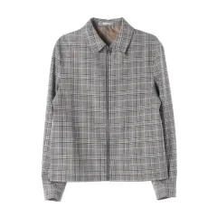 ZARA グレー CHECK ジップアップ ジャケット