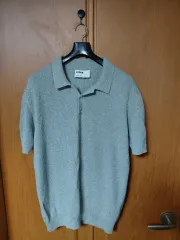 LOGAN 半袖ニットポロTシャツ グレー