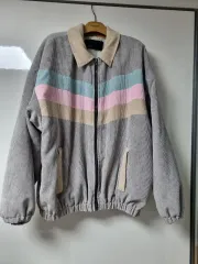 コーデュロイ バイカラー ジップアップ ジャケット 77 88 ルーズフィット