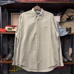 90s ポロラルフローレン ソフト コットン オックスフォードシャツ ベージュ N746