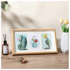 【新品】 木製 フォトフレーム L判 KG判 3面 複数枚 北欧スタイル 額縁 写真立て 10*15cmの写真に最適 木目調 フォトスタンド 壁掛け 展示 絵画 風景写真 お洒落 デザインフォトフレーム インテリア 卓上用 0