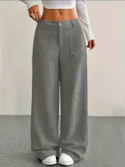 コーデュロイ ワイド パンツ グレー 88 サイズ