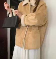 タグ MEL LOUNGE リバーシブル ムートン ライトキャメル シープスキン スウェードジャケット PrettyYoungThing miel