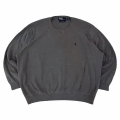 POLO RALPH LAUREN ポロラルフローレン BIG コットン ラウンドネック ニット グレー