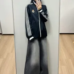 アディダス レアルマドリード 검흰 ウーブン トラックジャージ