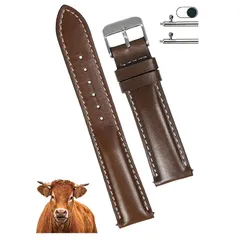 【新品】 [vinacreations] ダークブラウン 18mm 牛革本革時計ベルト クイックリリースバネ棒 メンズ カーフレザー交換用腕時計バンド 皮 腕首バックル付き 厚い 替えベルト クイックチェンジ 男性用 ビンテージ レトロ DH-213-18 0