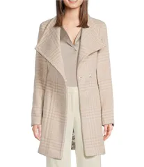 ダナキャラン レディース アウター コート アシンメトリー プリント ウール Donna Karan Wool Blend Printed Asymmetrical Wing Collar Belteのサムネイル