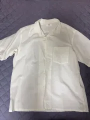 ユニクロ コットンリネンシャツ（半袖）(L) 00 White