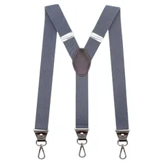 【新品】 [MOHSILY] サスペンダー メンズ レディース ベルト 強力 ダブルフック パンツ ガッチリホールド ｙ型 35ｍｍ 太め フォーマル 吊りバンド ズボン吊り ブレイシーズ グレー