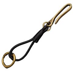 [Brand New] [Granroba] Keychain Men's Belt Hook Brass Carabiner Genuine Leather (Black)