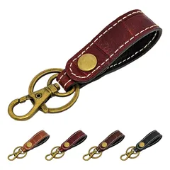 【新品】 [leo&aoi] キーリング 本革 クロコダイル 型押し スナップボタン ベルト式 キーホルダー バッグチャーム 本革キーリング 牛革 レザー 鍵 カギ レディース メンズ レッド