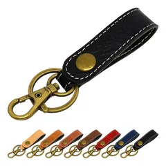 【新品】 [leo&aoi] キーリング 本革 バッグチャーム キーホルダー スナップボタン ベルト式 本革キーリング 牛革 レザー 鍵 カギ レディース メンズ イタリア産 ミズーリベリー ブラック