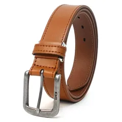 【新品】 ベルト 35mm 118cm シンプル 牛床革 レザー ステッチ ニッケルフリー 0