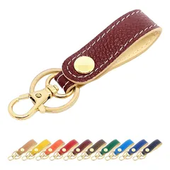 【新品】 [leo&aoi] 本革 キーリング キーホルダー スナップボタン ベルト式 バッグチャーム 本革キーリング 牛革 レザー 鍵 カギ レディース メンズ 紳士淑女 型押し バーガンディ