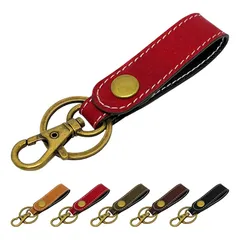 【新品】 [leo&aoi] 本革 キーリング キーホルダー スナップボタン ベルト式 バッグチャーム 本革キーリング 馬革 ヌメ革 馬ヌメ革 ホースレザー レザー 鍵 カギ レディース メンズ 馬ヌメ クラシック ワインレッド