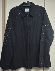 ザラ ウェスタン スタッズ デニム シャツ ジャケット (ブラック)