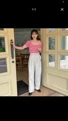 FROM BEGINNING ナイロンピンタック スラックス スラックスパンツ ナイロンパンツ ワイドパンツ