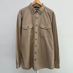 XL-韓国国内115以上 Carhartt カーハート ルーズフィット トゥーポケット ベージュ コットン ワークシャツ