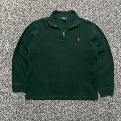 ポロ (POLO RalphLauren) グリーン コットン ハーフジップ ニット