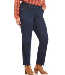 デモクラシー レディース ボトムス デニムパンツ ストレート プラスサイズ ジーンズ Democracy Plus Size AbsolutionR Mid Rise Straight Leg Jeans Light Wash Indigo インディゴ