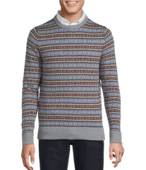 ダニエル クレミュ メンズ アウター ニット・セーター ウール Cremieux Blue Label Fair Isle Merino Wool Sweater Light Grey Heatherのサムネイル