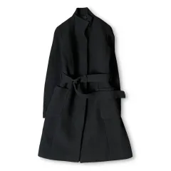 ナチュラルビューティーベーシック ブラック 隠しボタンダウン ベルト コート 4