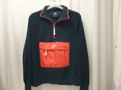 ナイキ フリース ハーフジップアップ ネイビー/レッド (m)