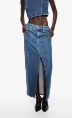 (新品) ZARA (ザラ) デニム ロング スカート スリット デニムスカート