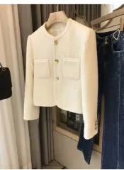 アイボリー ツイード ゴールド ボタン ジャケット