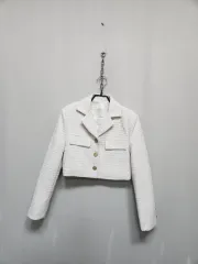 クロップドツイードジャケット アイボリー (裏キルティング)