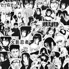 NARUTO -ナルト- 黒白 ステッカー シール 86枚