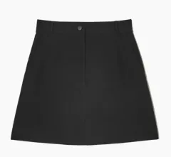 Cos シアサッカー Aライン ミニ スカート ブラック 32 xs