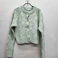ザラ ZARA ケーブル クロップド ニット カーディガン M(L)