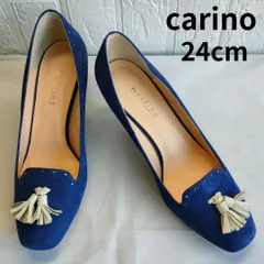 【セール価格】carino 　カリーノ　パンプス　フリンジパンプス　キルトパンプス　ブルー　24cm