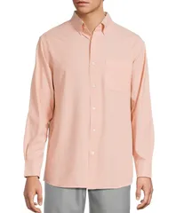 ラウンドトゥリーアンドヨーク メンズ トップス シャツ Roundtree Yorke Performance The Traveler Long Sleeve Solid Chambray Sport Shirt Orange オレンジ