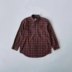 【極短丈・好配色】パタゴニア オーガニックコットン ライトフランネル　チェックシャツ M バーガンディ