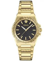 ヴェルサーチ レディース アクセサリー 腕時計 Tシャツ Versace Womens Greca Reaction Analog Gold Tone Stainless Steel Bracelet Watch Gold ゴールド