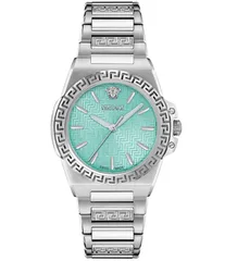 ヴェルサーチ レディース アクセサリー 腕時計 Tシャツ Versace Womens Greca Reaction Analog Stainless Steel Bracelet Watch Silver シルバー
