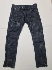 ポロ ラルフローレン ブラック コーティング ウォッシュ デニム バイカー パンツ